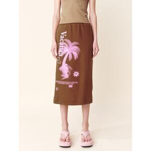KIJUN PALM TREE SKIRT Vacanza BROWN Fleece Women’s Size Small